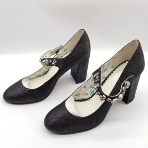 1901 Women‎ Thomson Mary Jane Heels Size 9 Shimmery Black Embellished